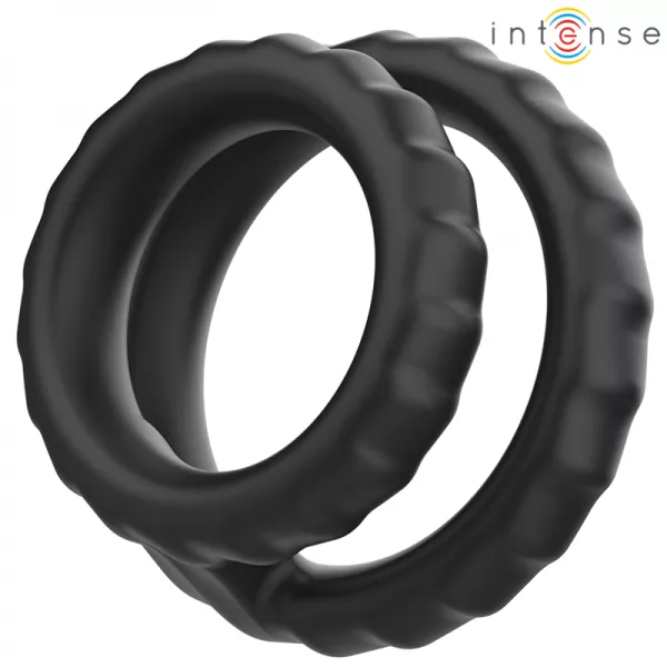 INTENSE - DEWEY ANNEAU P�NIS DOUBLE SILICONE NOIR MOD�LE 2