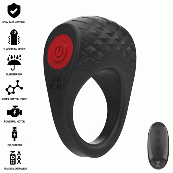 INTENSE - CLOVER VIBRATEUR ANNEAU P�NIS 10 VIBRATIONS NOIR