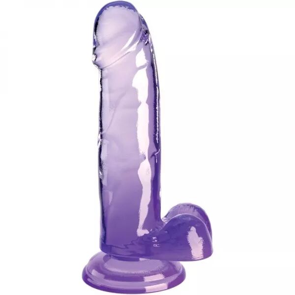 KING COCK - CLEAR P�NIS R�ALISTE AVEC BOULES 15.2 CM VIOLET