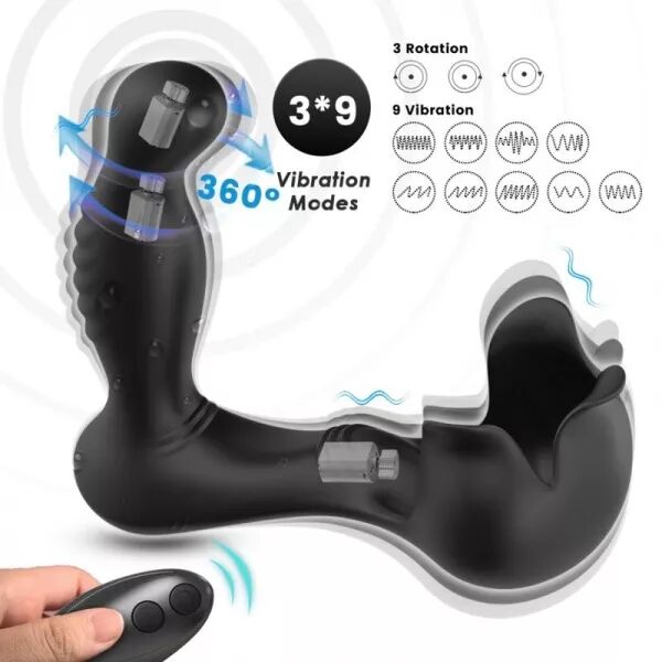 ARMONY - VIBRATEUR SURROUND ANAL & STIMULATEUR TESTICULOS T�L�COMMANDE NOIR