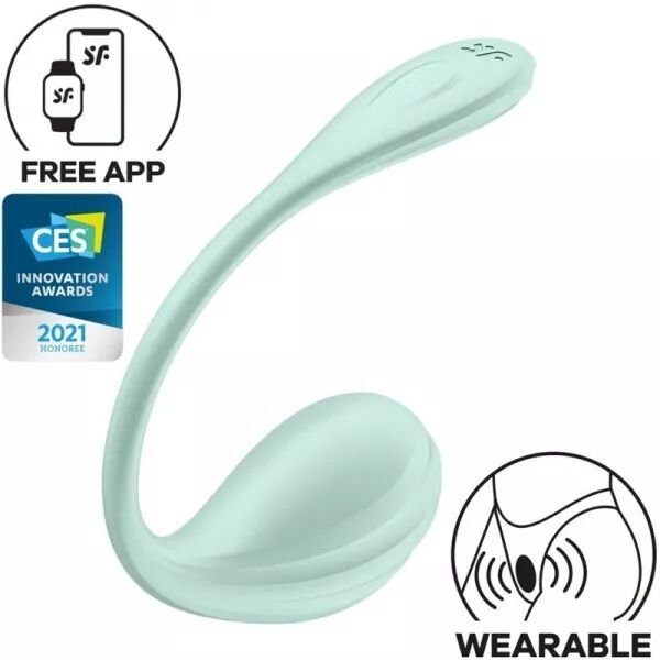 SATISFYER - APPLICATION GRATUITE STIMULATEUR DE POINT G P�TALE LISSE VERT D'EAU