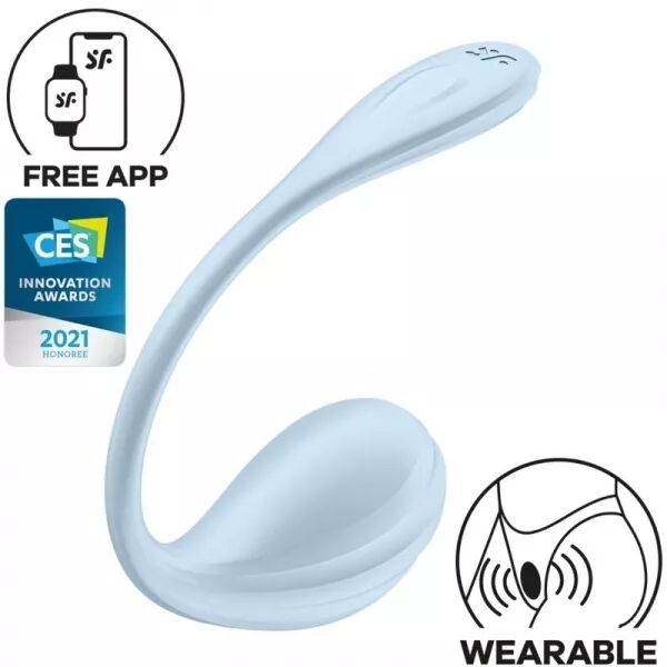SATISFYER - APPLICATION GRATUITE STIMULATEUR DE POINT G P�TALE LISSE BLEU CIEL