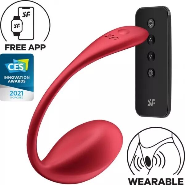SATISFYER - SHINY PETAL STIMULATEUR � T�L�COMMANDE � DISTANCE G POINT ROUGE APPLICATION GRATUITE
