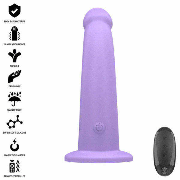 INTENSE - EDDIE VIBRATEUR 17,5 CM 10 VIBRATIONS VIOLET T�L�COMMANDE