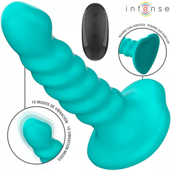INTENSE - BUFFY VIBRATEUR TAILLE S DESIGN SPIRALE 10 VIBRATIONS T�L�COMMANDE BLEUE
