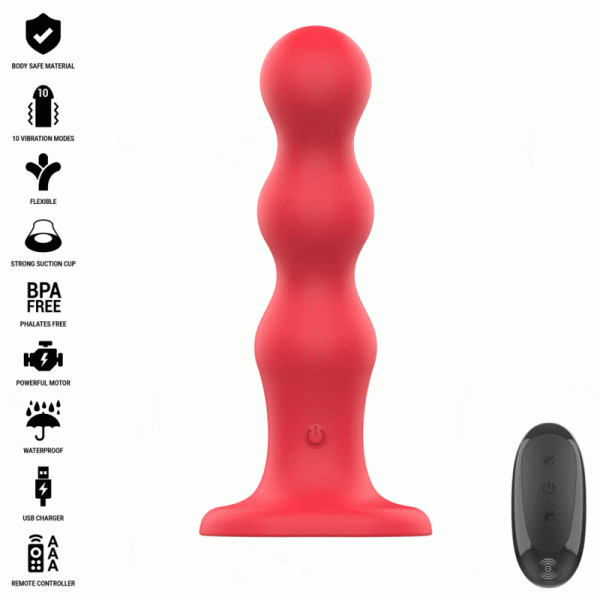 INTENSE - CODY VIBRATEUR AVEC VENTOUSE T�L�COMMANDE ROUGE