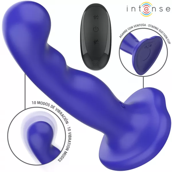 INTENSE - SHORTY VIBRATEUR AVEC VENTOUSE T�L�COMMANDE BLEUE