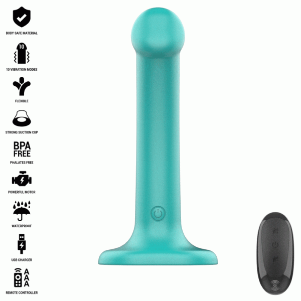 INTENSE - KATIE VIBRATEUR AVEC VENTOUSE 10 VIBRATIONS T�L�COMMANDE BLEUE