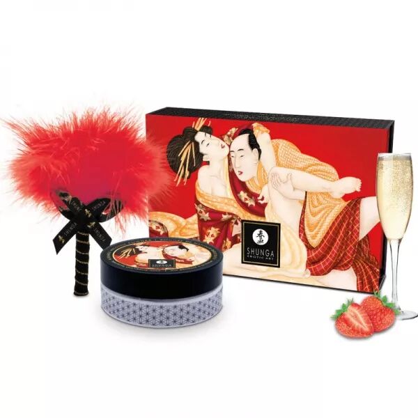 SHUNGA - KIT DE POUDRE DE MASSAGE COMESTIBLE � LA FRAISE