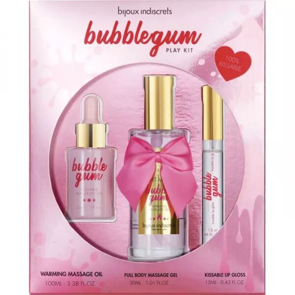 BIJOUX - INDISCRETS KIT DE JEU BUBBLEGUM AVEC HUILE, GEL ET BRILLANT L�VRES