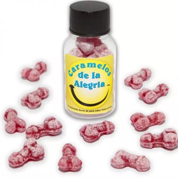 DIABLO PICANTE - 12 BONBONS JOIE EN FORME DE P�NIS FRAISE/CERISE