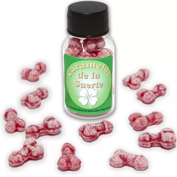 DIABLO PICANTE - 12 BONBONS PORTE-BONHEUR EN FORME DE P�NIS FRAISE/CERISE
