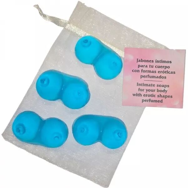 DIABLO PICANTE - 4 MINI SAVONS PARFUM�S EN FORME DE SEINS BLEU