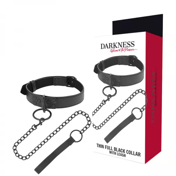 DARKNESS - COLLIER NOIR AVEC CHA�NE