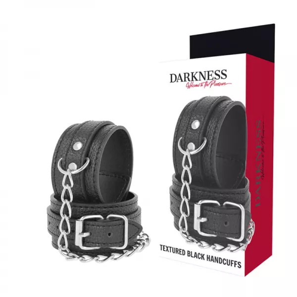DARKNESS - MENOTTES EN CUIR TEXTUR� NOIR
