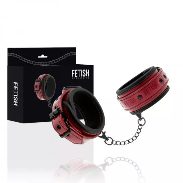 FETISH SUBMISSIVE DARK ROOM - MENOTTES EN CUIR V�GAN AVEC DOUBLURE EN N�OPR�NE