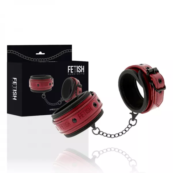 FETISH SUBMISSIVE DARK ROOM - MENOTTES DE CHEVILLE EN CUIR V�GAN AVEC DOUBLURE EN N�OPR�NE