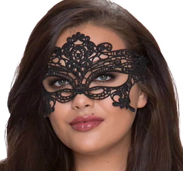 QUEEN LINGERIE - MASQUE LARGE DENTELLE NOIRE