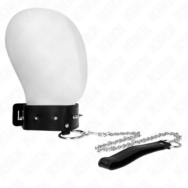 KINK - COLLIER 65 CM AVEC LAISSE AVEC CLOUS ARGENT�S MOD�LE 2 R�GLABLE 36-43 CM X 5 CM