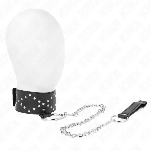 KINK - COLLIER 65 CM AVEC LAISSE AVEC CLOUS ARGENT�S MOD�LE 3 R�GLABLE 36-43 CM X 5 CM