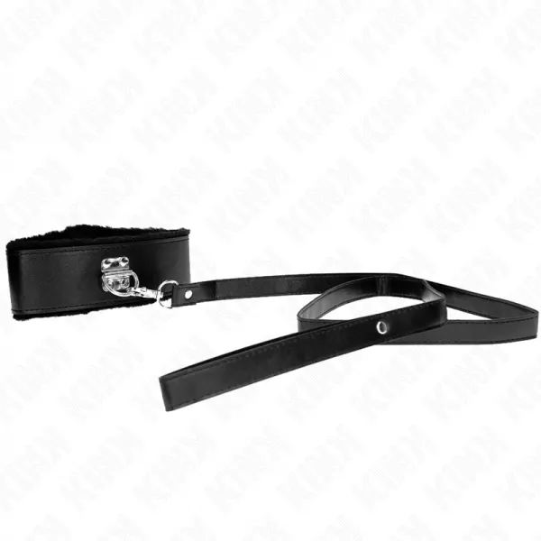 KINK - COLLIER AVEC LAISSE 116 CM AVEC CLOUS ARGENT�S MOD�LE 4 NOIR AJUSTABLE 40-48 CM X 6 CM