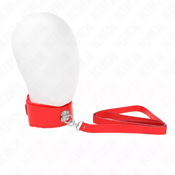 KINK - COLLIER AVEC LAISSE 116 CM AVEC CLOUS ARGENT�S MOD�LE 4 ROUGE AJUSTABLE 40-48 CM X 6 CM