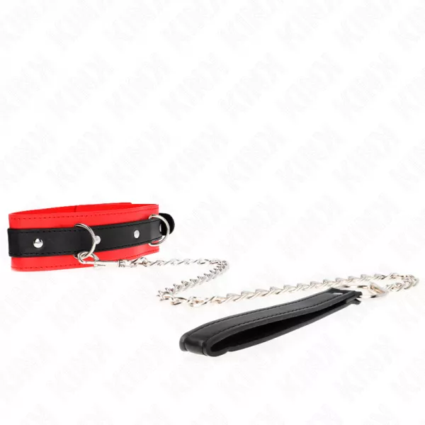 KINK - COLLIER MOD�LE BASIC AVEC LAISSE 65 CM MOD�LE 3 ROUGE 53 X 5 CM