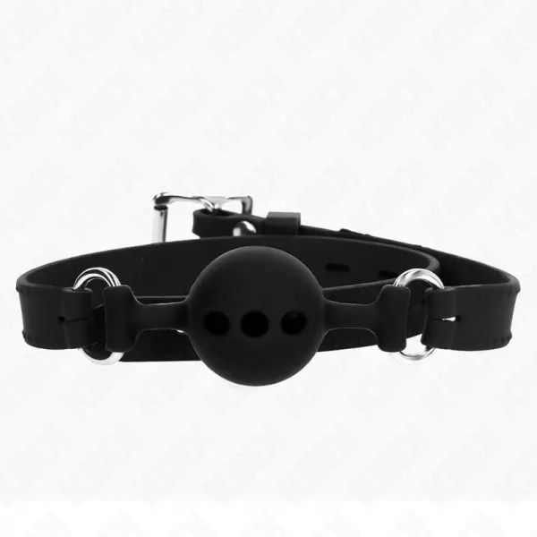 KINK - B�ILLON ENTI�REMENT SILICONE 55 x 2 CM AVEC BOULE DE 4 CM TAILLE S NOIR AJUSTABLE 35-51 CM