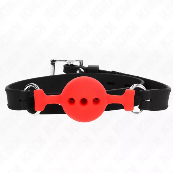 KINK - B�ILLON ENTI�REMENT SILICONE 55 x 2 CM AVEC BOULE DE 4 CM TAILLE S ROUGE AJUSTABLE 35-51 CM