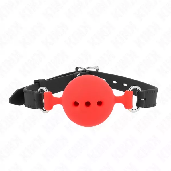 KINK - B�ILLON ENTI�REMENT SILICONE 55 x 2 CM AVEC BOULE DE 5 CM TAILLE L ROUGE AJUSTABLE 35-51 CM