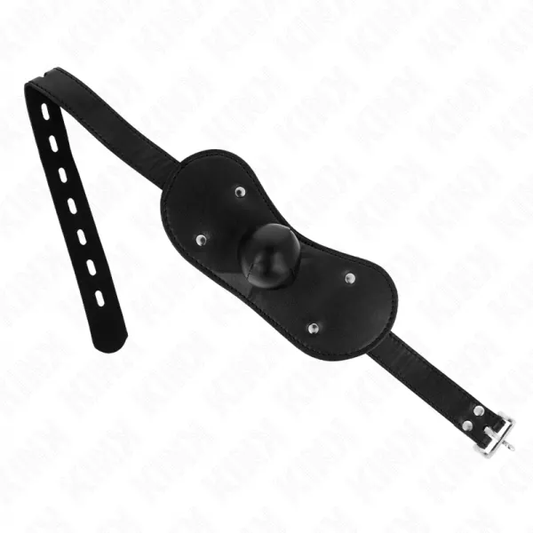 KINK - MASQUE BOUCLES BALL GAG AVEC SERRURE R�GLABLE 42-60 CM