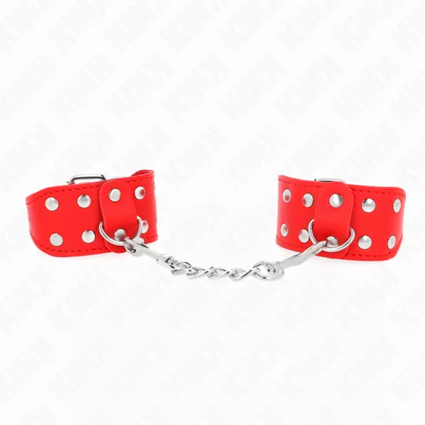 KINK - BRACELETS AVEC DOUBLE LIGNE DE CLOUS R�GLABLES ROUGE