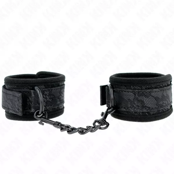 KINK - POIGNETS RECOUVERTS DE DENTELLE FONC�E N�OPR�NE AJUSTABLE NOIR 20-29 CM X 5 CM