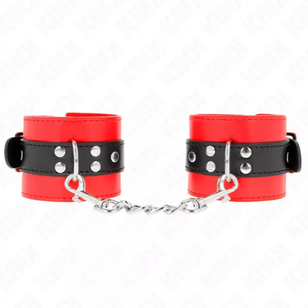 KINK - APPUI-POIGNETS ROUGE AVEC CEINTURE NOIRE R�GLABLE 17-28 CM X 6 CM