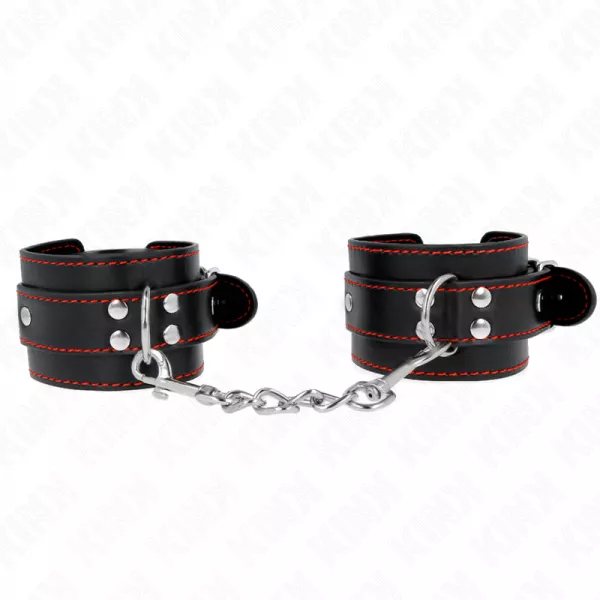 KINK - APPUI-POIGNETS NOIR AVEC DOUBLURE ROUGE R�GLABLE 20-28 CM X 5,5 CM