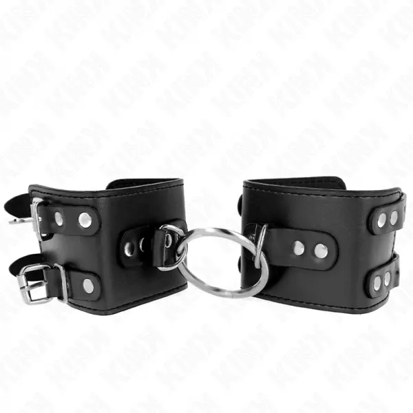 KINK - APPUI-POIGNETS FIXES AVEC ANNEAU ET CLOUS R�GLABLES NOIR 17-22 CM X 6,5 CM