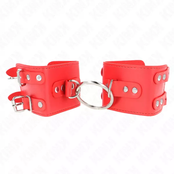 KINK - APPUI-POIGNETS FIXES AVEC ANNEAU ET CLOUS R�GLABLES ROUGE 17-22 CM X 6,5 CM