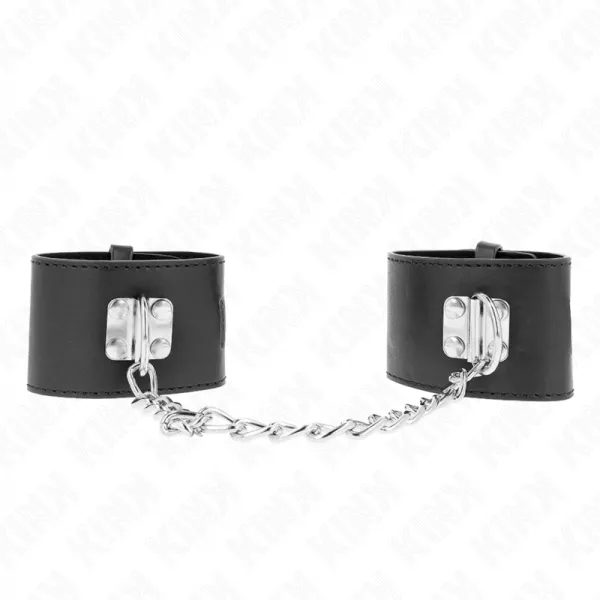 KINK - APPUI-POIGNETS FIXES AVEC CHA�NE 30 CM ET FERMETURE PAR CADENAS NOIR R�GLABLE 16-23 CM X 5,5 CM