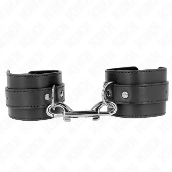 KINK - APPAREILS-POIGNETS - RANG�E DE RIVETS SIMPLE ET GRANDE BOUCLE NOIRE R�GLABLE 17-28 CM X 5 CM