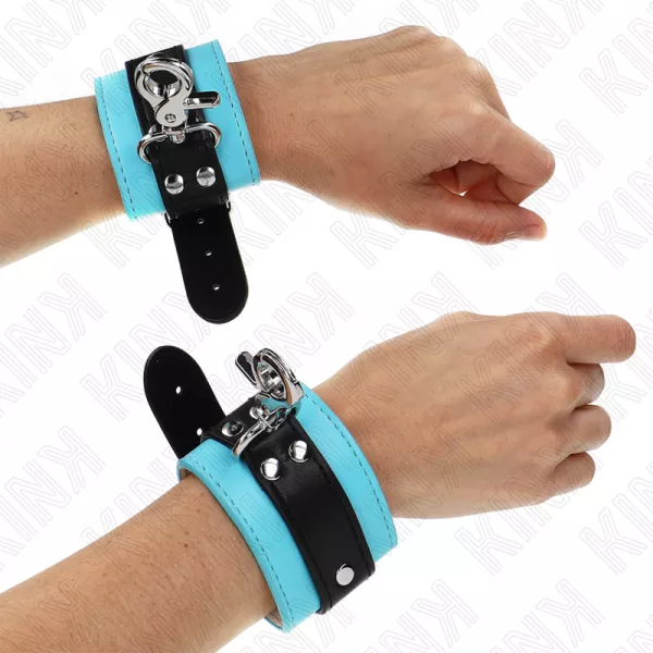 KINK - APPUI-POIGNETS VERROUILLABLES PREMIUM NOIR / BLEU R�GLABLE 21-28 CM X 5,5 CM