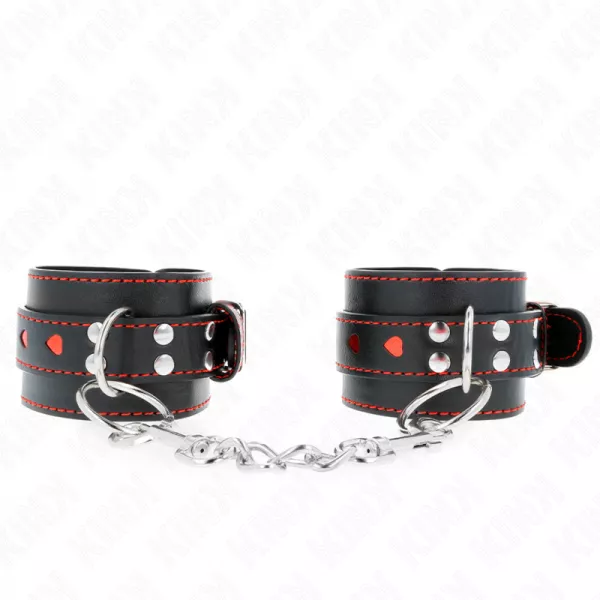KINK - APPUI-POIGNETS NOIR AVEC INCRUSTATION COEUR ROUGE R�GLABLE 21-28 CM X 5,5 CM