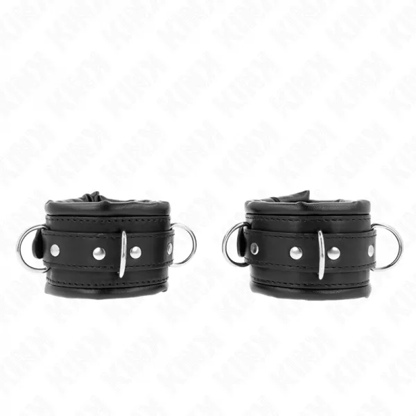 KINK - APPUI-POIGNETS LOURDS DOUBL�S DE FOURRURE NOIRE R�GLABLES 20-30 CM X 6 CM