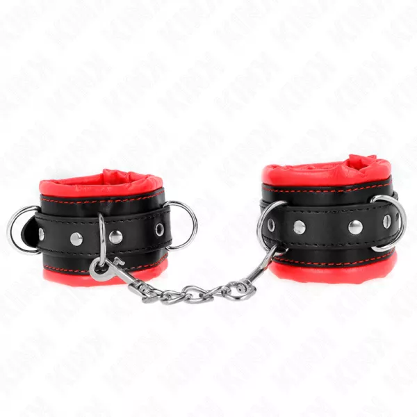 KINK - APPUI-POIGNETS LOURDS DOUBL�S DE FOURRURE ROUGE AJUSTABLES 20-30 CM X 6 CM