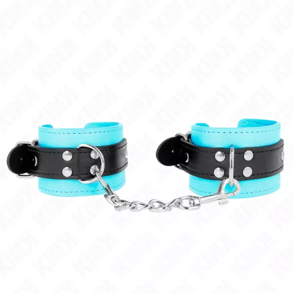 KINK - APPAREILS-POIGNETS � CROCHET DOUBL�S DE FOURRURE BLEU AJUSTABLES 20-28 CM X 5,5 CM
