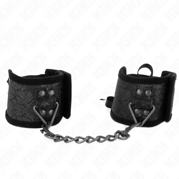 KINK - RETENUES-POIGNETS SCANDAL D�TAILS DENTELLE NOIRE 24,5 CM X 6,5 CM