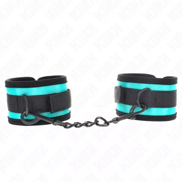 KINK - APPAREILS DE POIGNET EN NYLON � CROCHET ET BOUCLE NOIR-BLEU R�GLABLE 18-32 CM X 5 CM