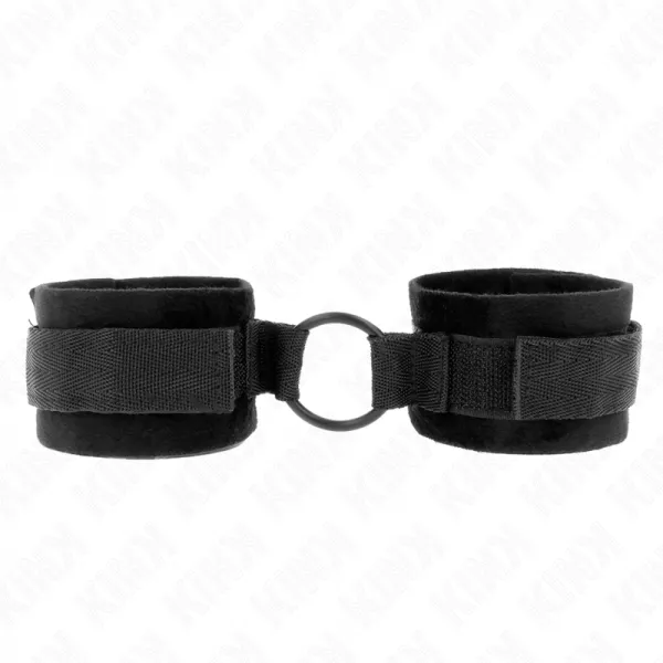 KINK - MANCHETTES D�BUTANT FOURRURE 25 CM AVEC O-RING 4 CM NOIR AJUSTABLE 15-25 CM