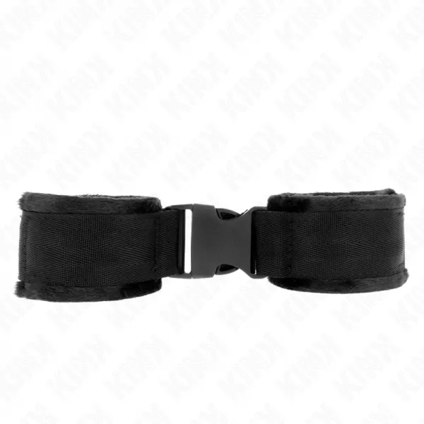 KINK - APPAREILS-POIGNETS � CROCHET ET BOUCLE EN NYLON ROUGE-NOIR MOD�LE 1 AJDUSTABLE 25-35 CM X 6 CM
