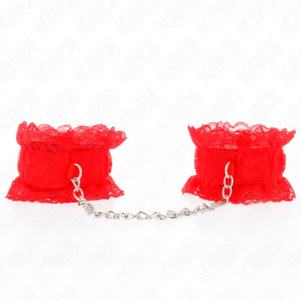 KINK - ATTENTES-POIGNETS �LASTIQUES EN DENTELLE ROUGE