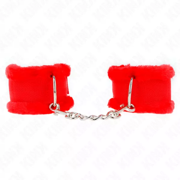 KINK - APPUI-POIGNETS DOUBL�S DE FOURRURE ROUGE AJUSTABLE 17-31 CM X 7 CM